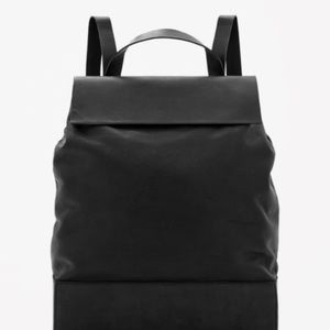 COS Structured leather backpack, Black